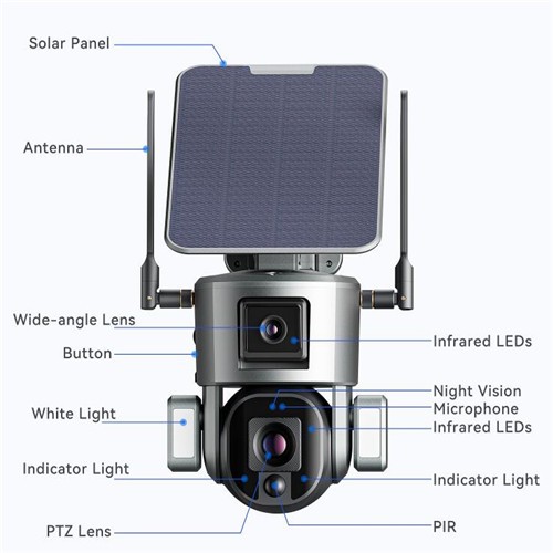 Dual Linkage Motion Detection Solar Security Camera Wifi