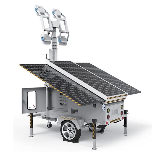 Smart AI Mobile Solar Power Rapid deployment Lighting Tower Trailers CCTV For job Site