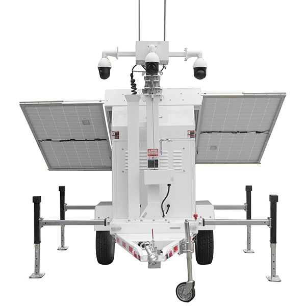 Smart AI Mobile Solar Power Rapid deployment CCTV Lighting Tower Trailers For construction Site 